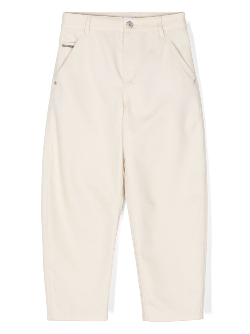 Brunello Cucinelli Kids Monili 珠饰搭链弧形长裤 - 中性色