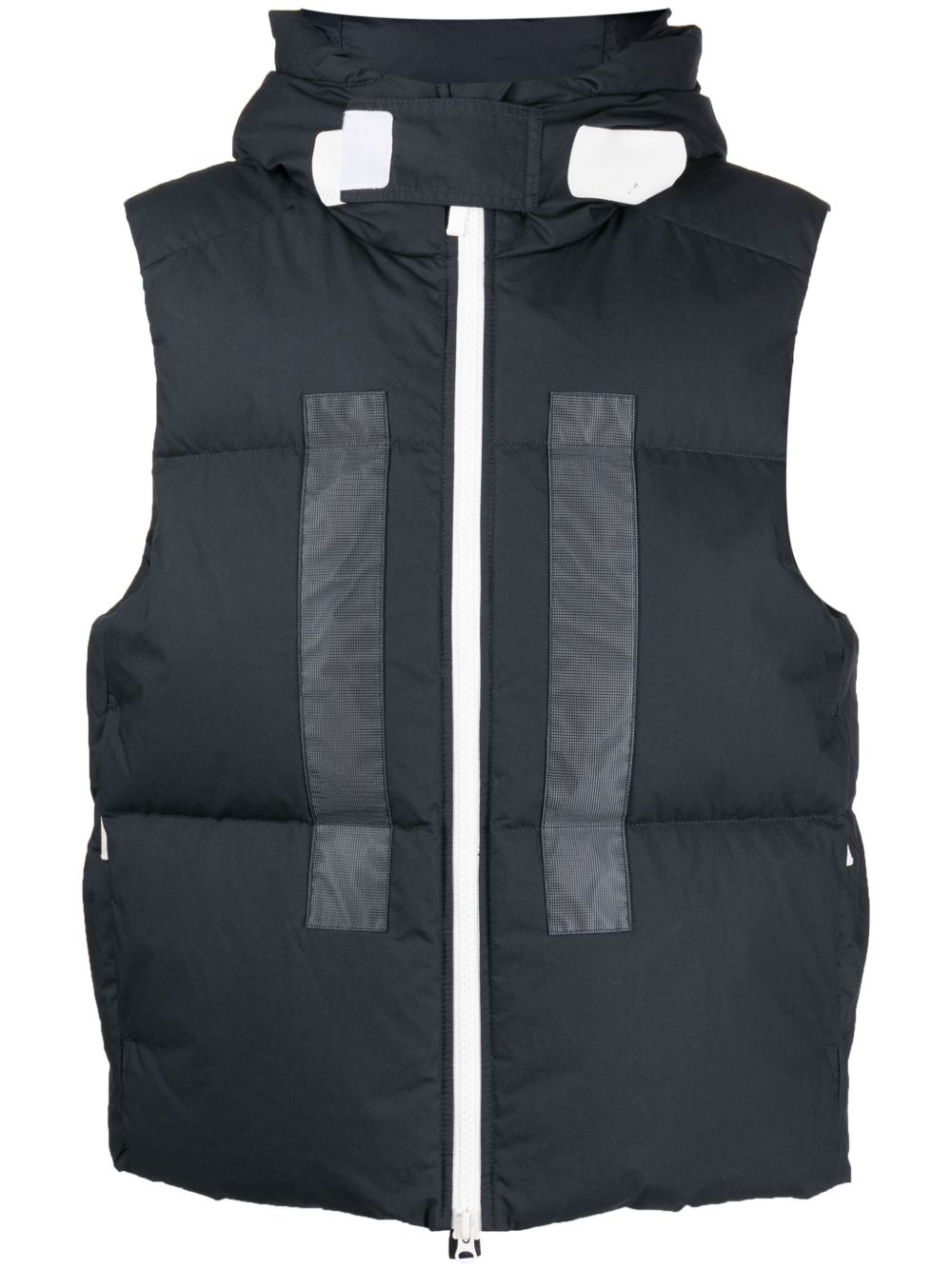 Stone Island logo印花绗缝连帽马甲 - 蓝色