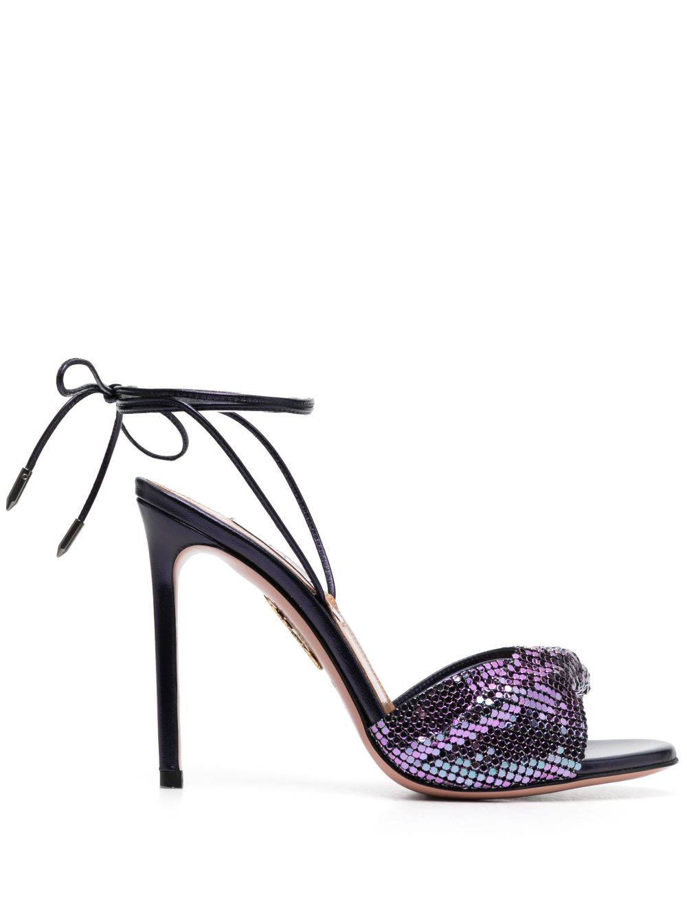 Aquazzura 系带网布高跟凉鞋 - 紫色