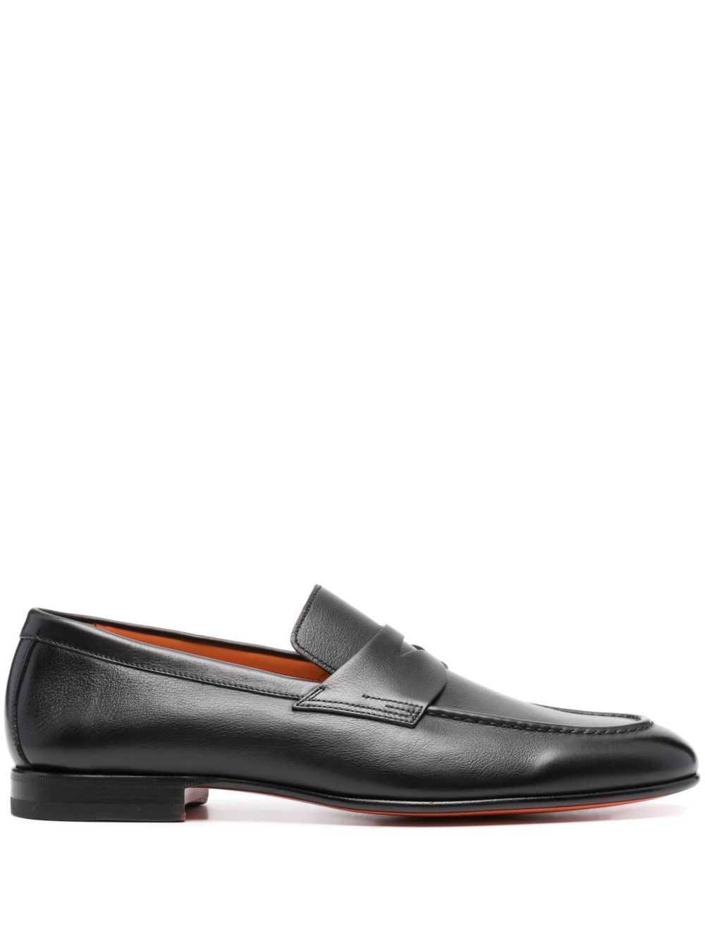 Santoni 皮质经典乐福鞋 - 黑色