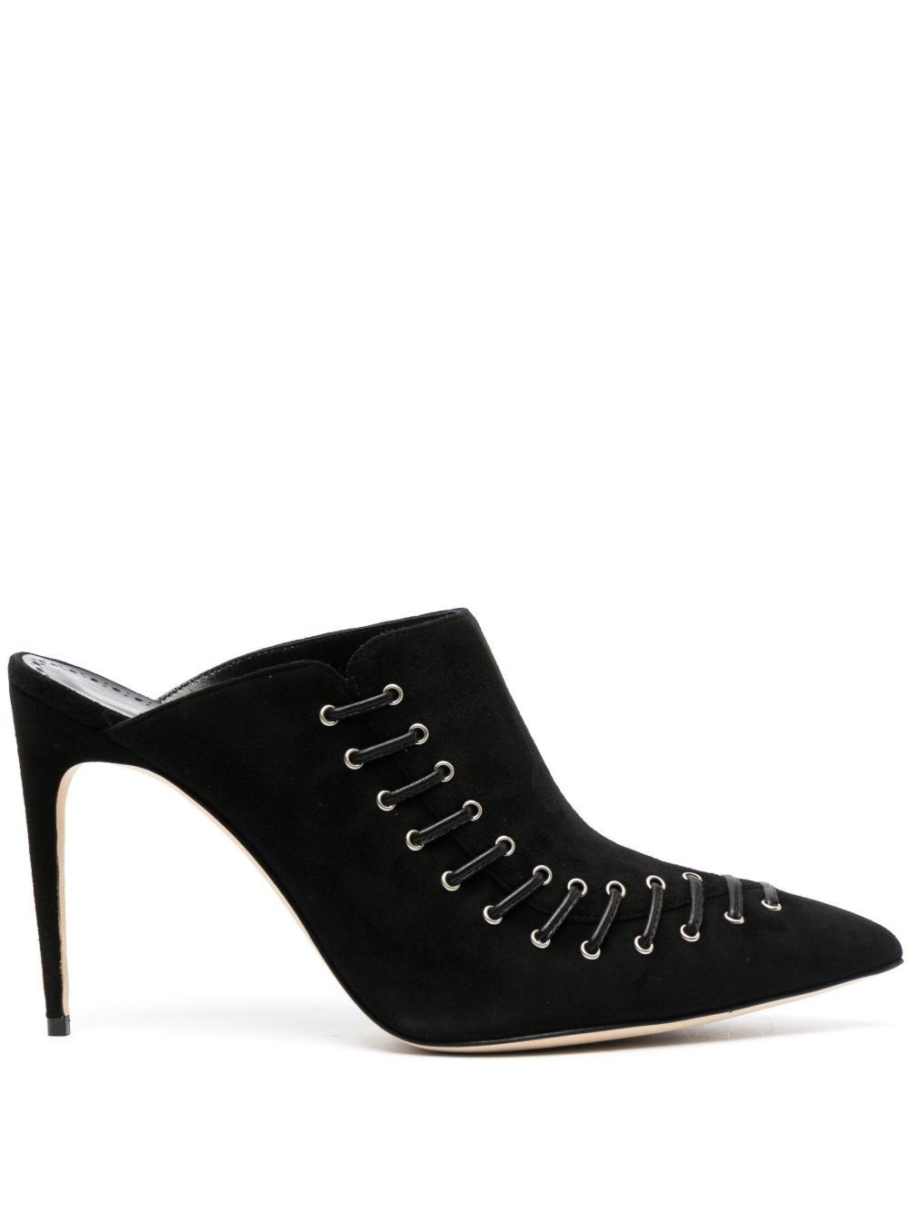 Manolo Blahnik Dobre 高跟绒面皮穆勒鞋 - 黑色