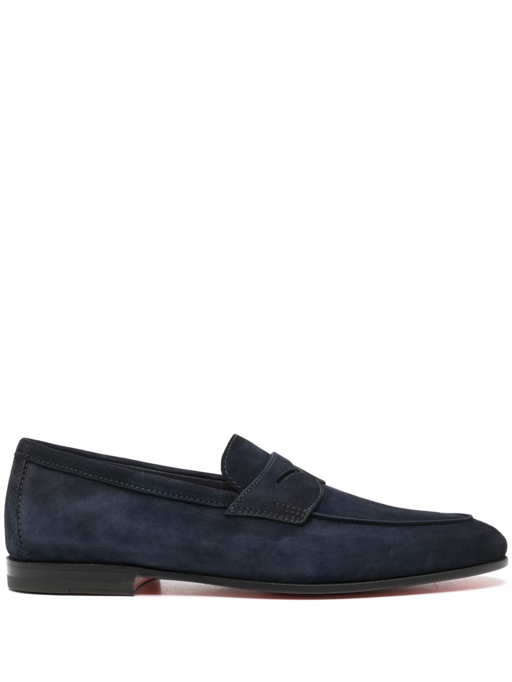 Santoni 便士槽绒面皮乐福鞋 - 蓝色