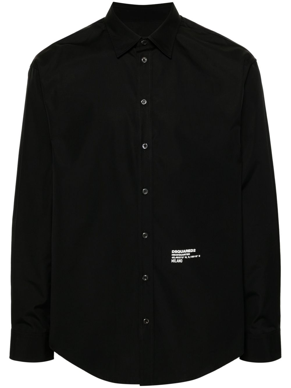 DSQUARED2 logo印花府绸衬衫 - 黑色