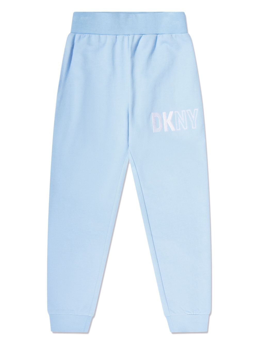 Dkny Kids logo印花棉运动裤 - 蓝色