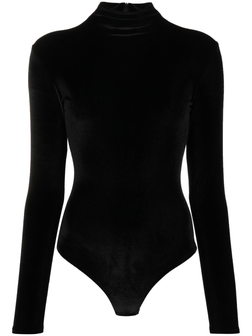 Atu Body Couture 企领丝绒连体紧身衣 - 黑色