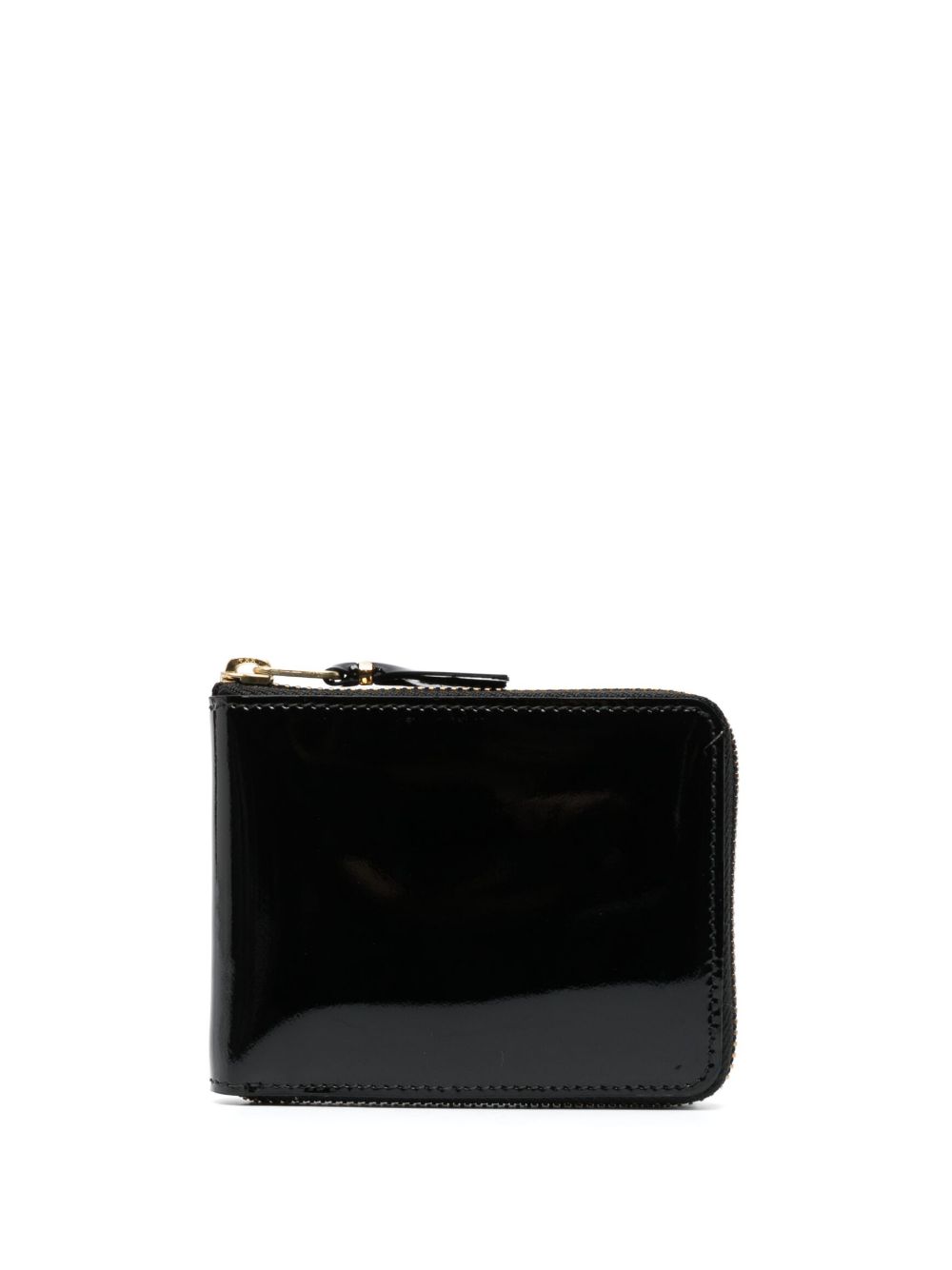 Comme Des Garçons Wallet 漆皮拉链钱包 - 黑色