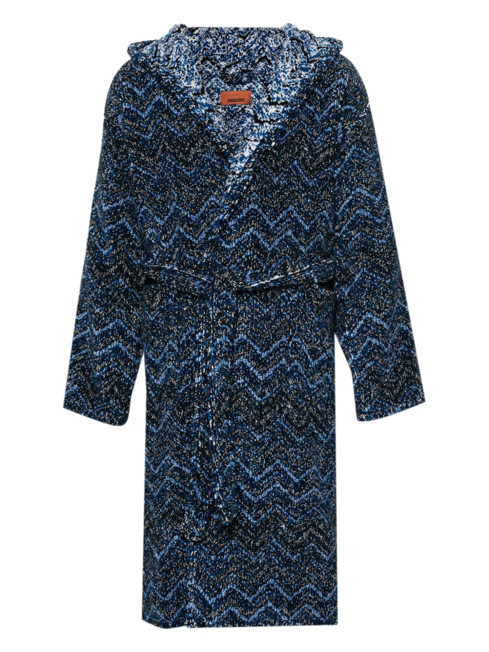 Missoni Home Z字形图案编织连帽浴袍 - 蓝色