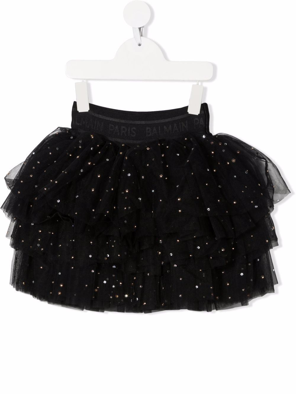 Balmain Kids 巴尔曼 闪亮细节芭蕾半身裙 - 黑色