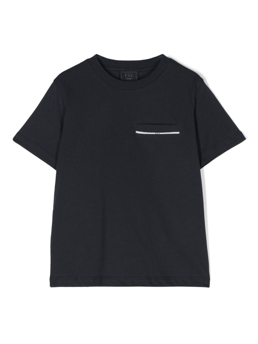 Fay Kids logo刺绣棉T恤 - 蓝色