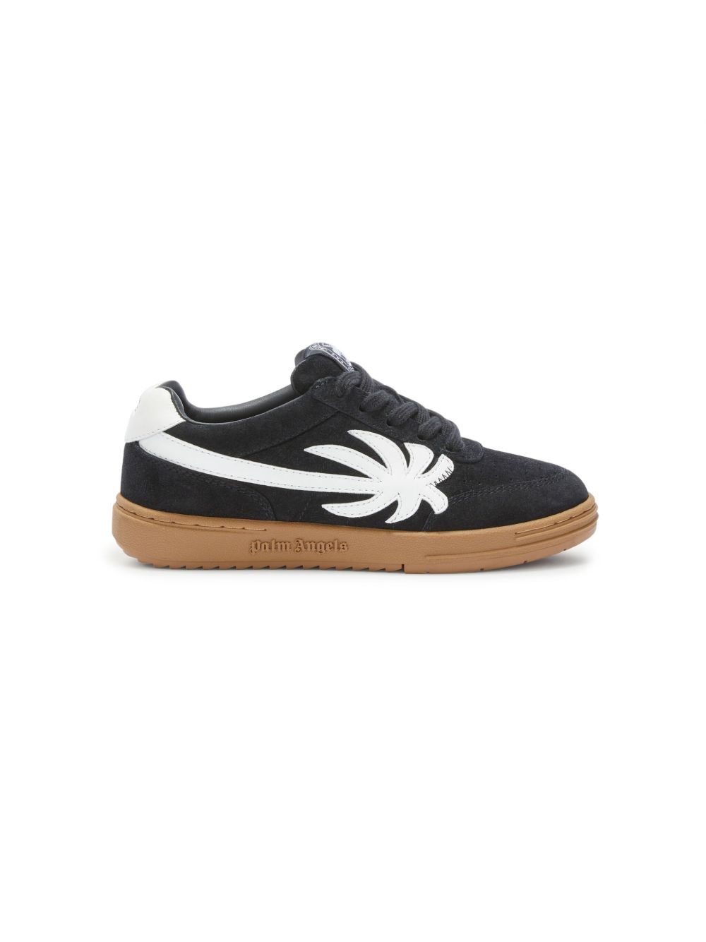 Palm Angels Kids Palm Tree 贴花皮质运动鞋 - 黑色