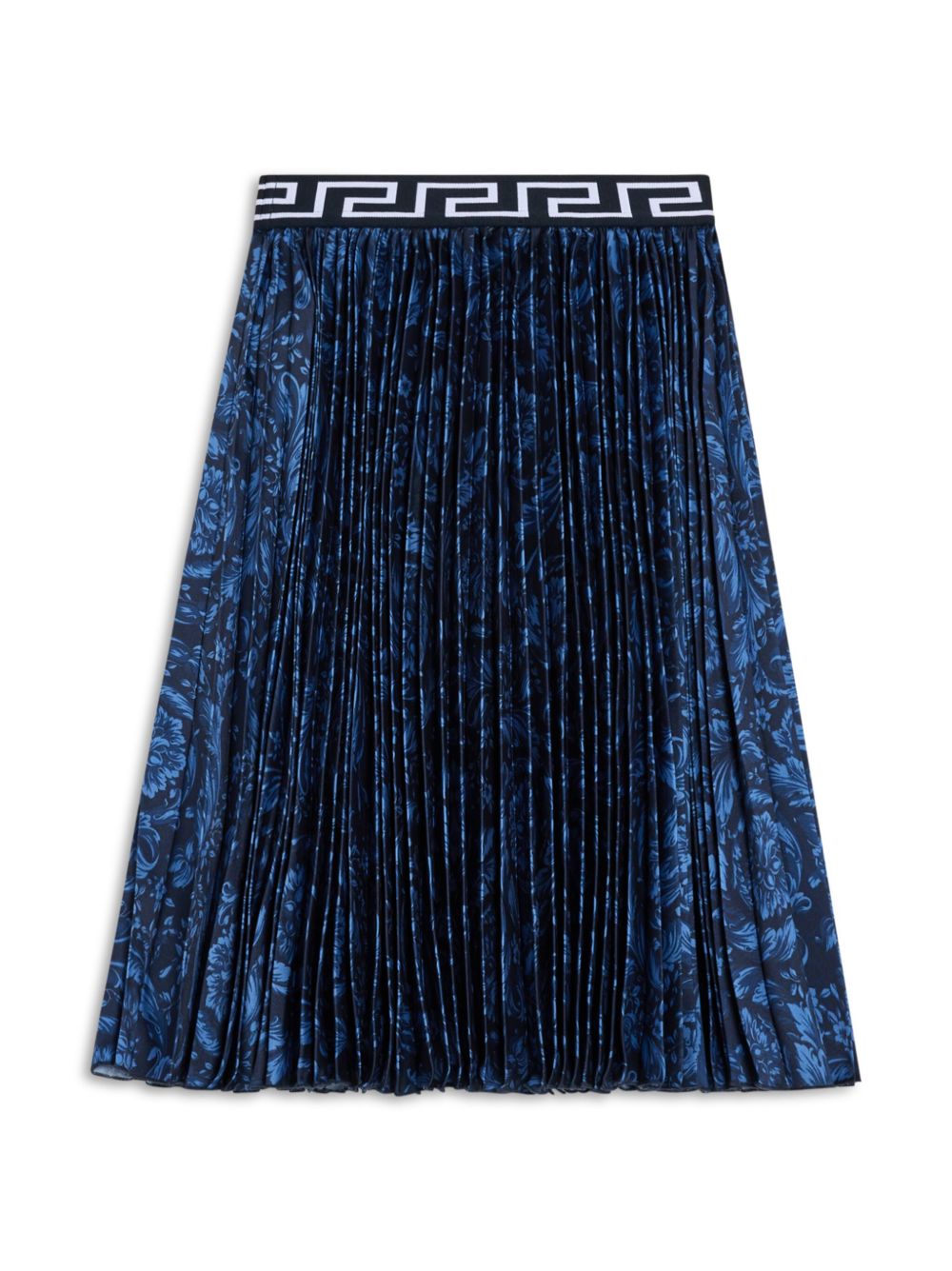 Versace Kids Barocco 印花百褶半身裙 - 蓝色