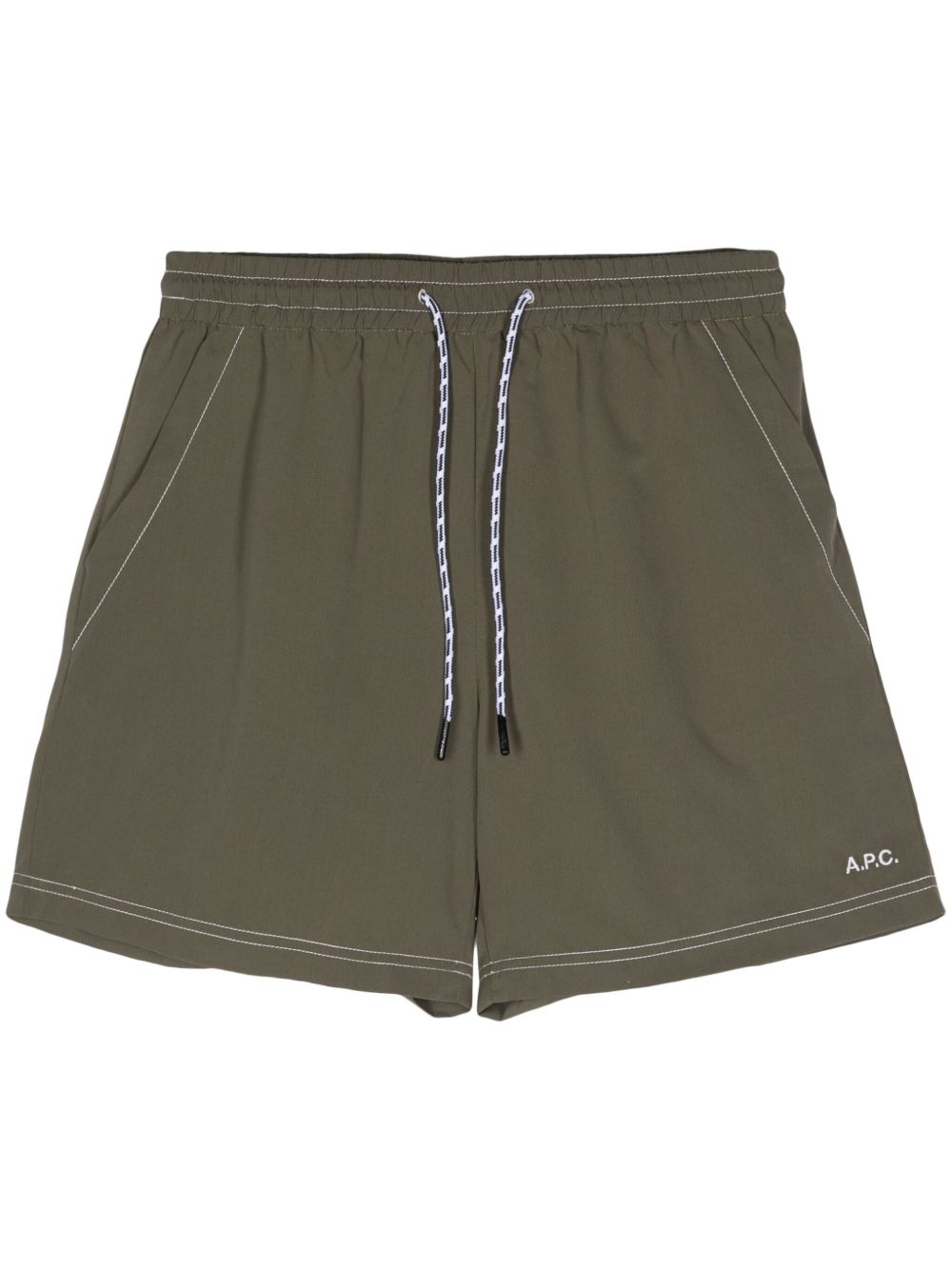 A.P.C. logo刺绣泳裤 - 绿色