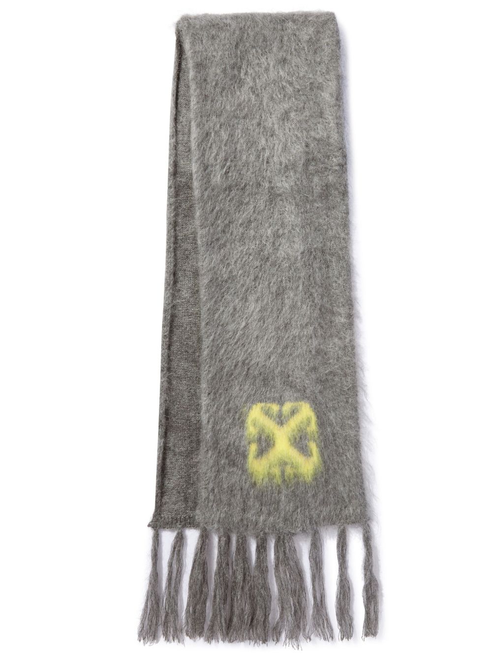 Off-White logo提花围巾 - 灰色