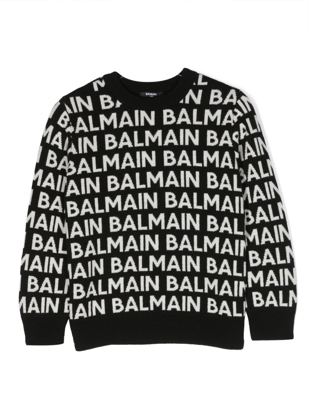 Balmain Kids logo嵌花针织毛衣 - 黑色