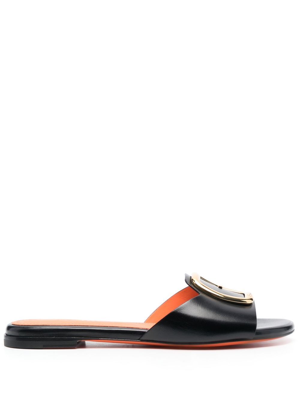 Santoni Apricot 皮质套穿式凉鞋 - 黑色