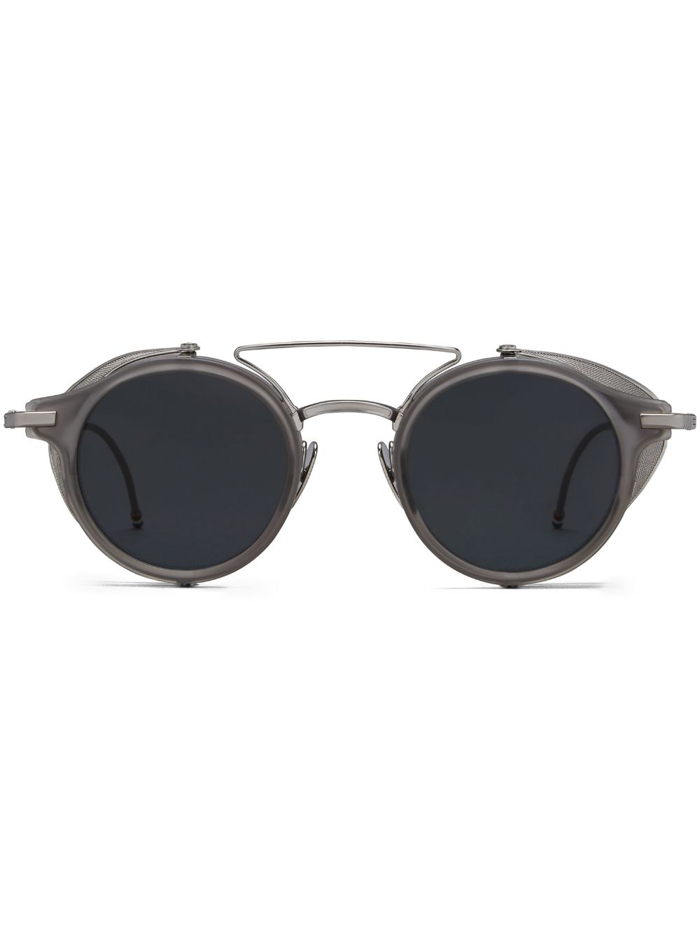 Thom Browne Eyewear 侧置盾形防护圆框太阳眼镜 - 灰色