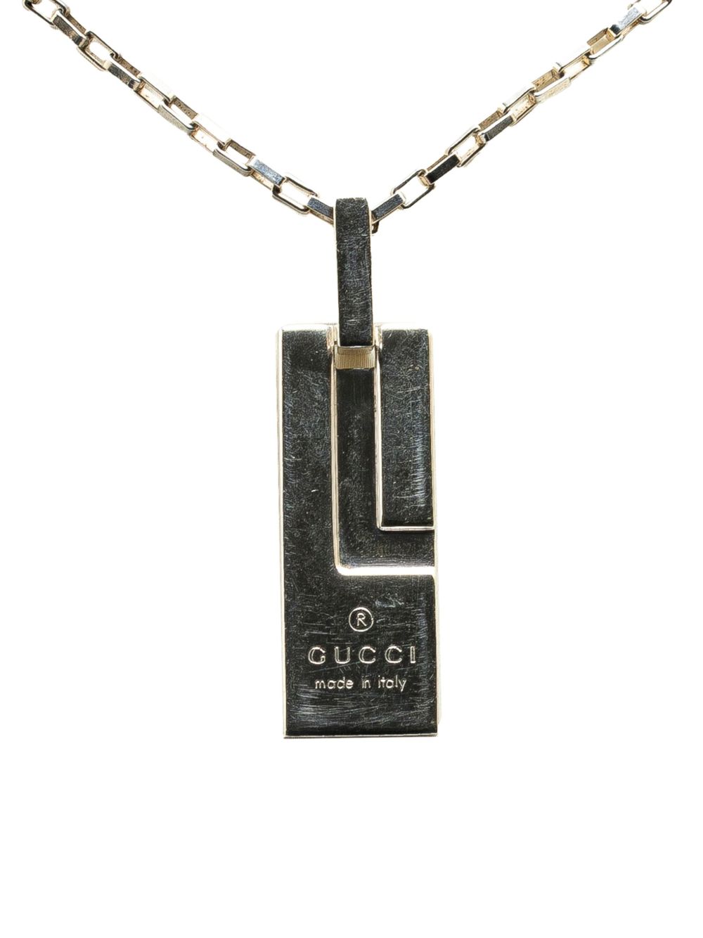 Gucci Pre-Owned 纯银条形吊饰项链（2000-2015年典藏款） - 银色