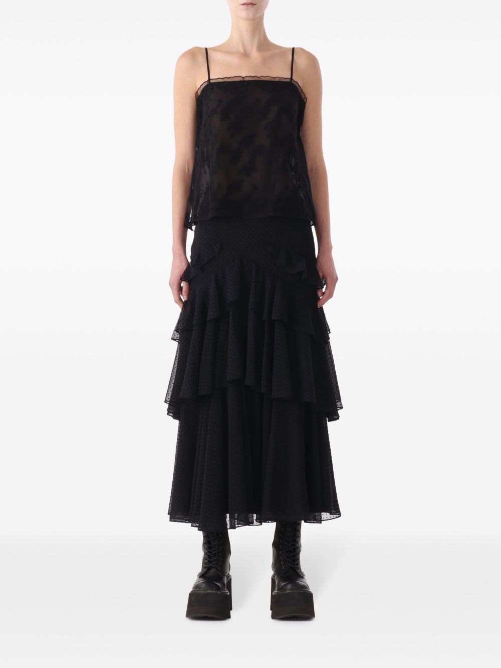 Jason Wu 蕾丝贴花上衣 - 黑色