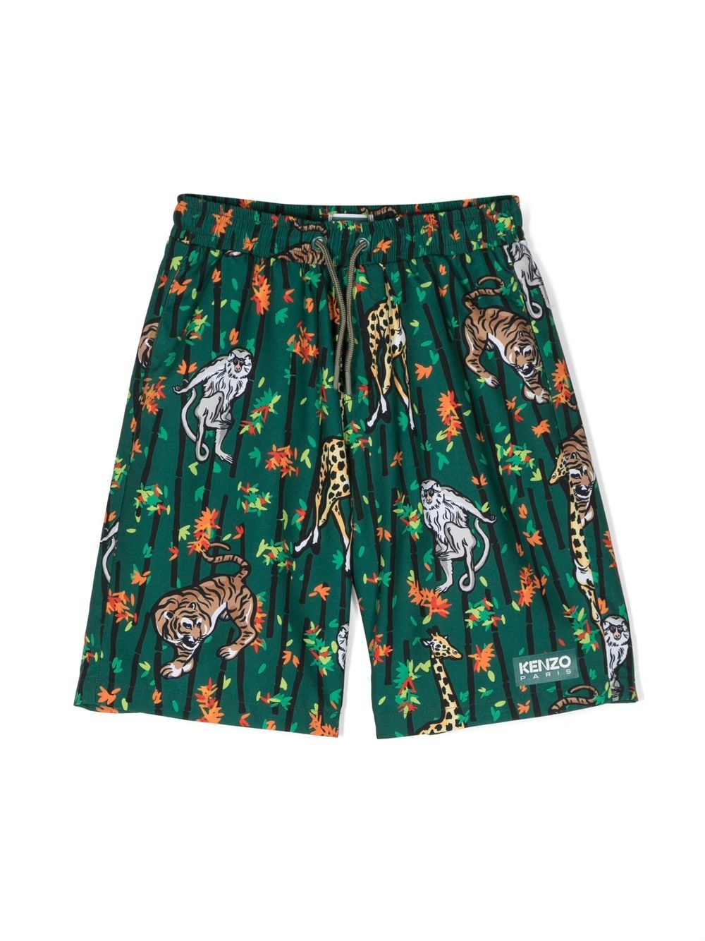 Kenzo Kids 动物印花及膝泳裤 - 绿色