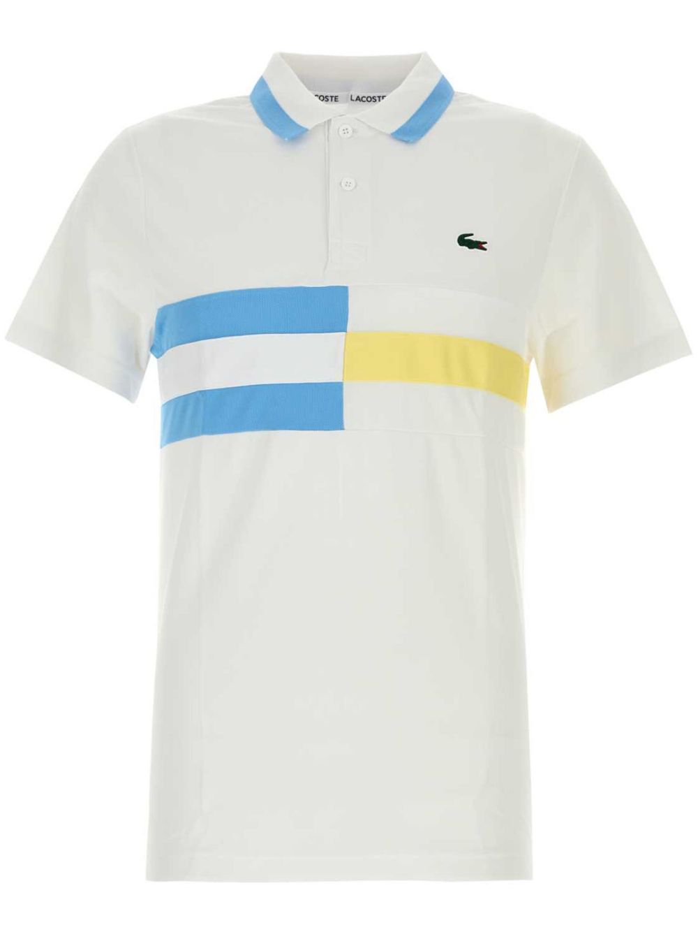 Lacoste 条纹珠地布polo衫 - 白色