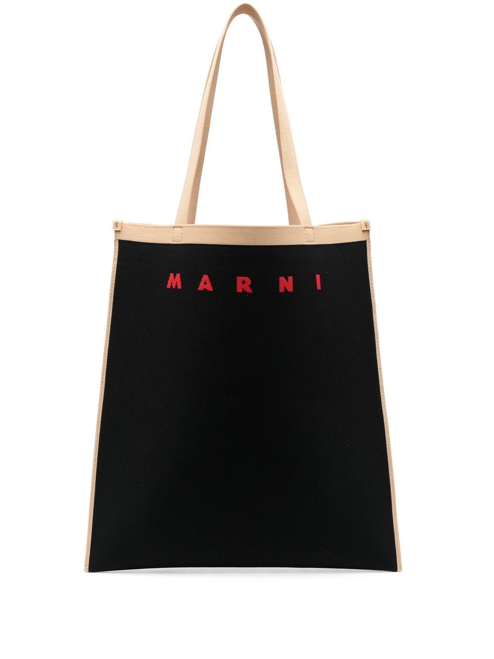 Marni logo印花细节手提包 - 黑色