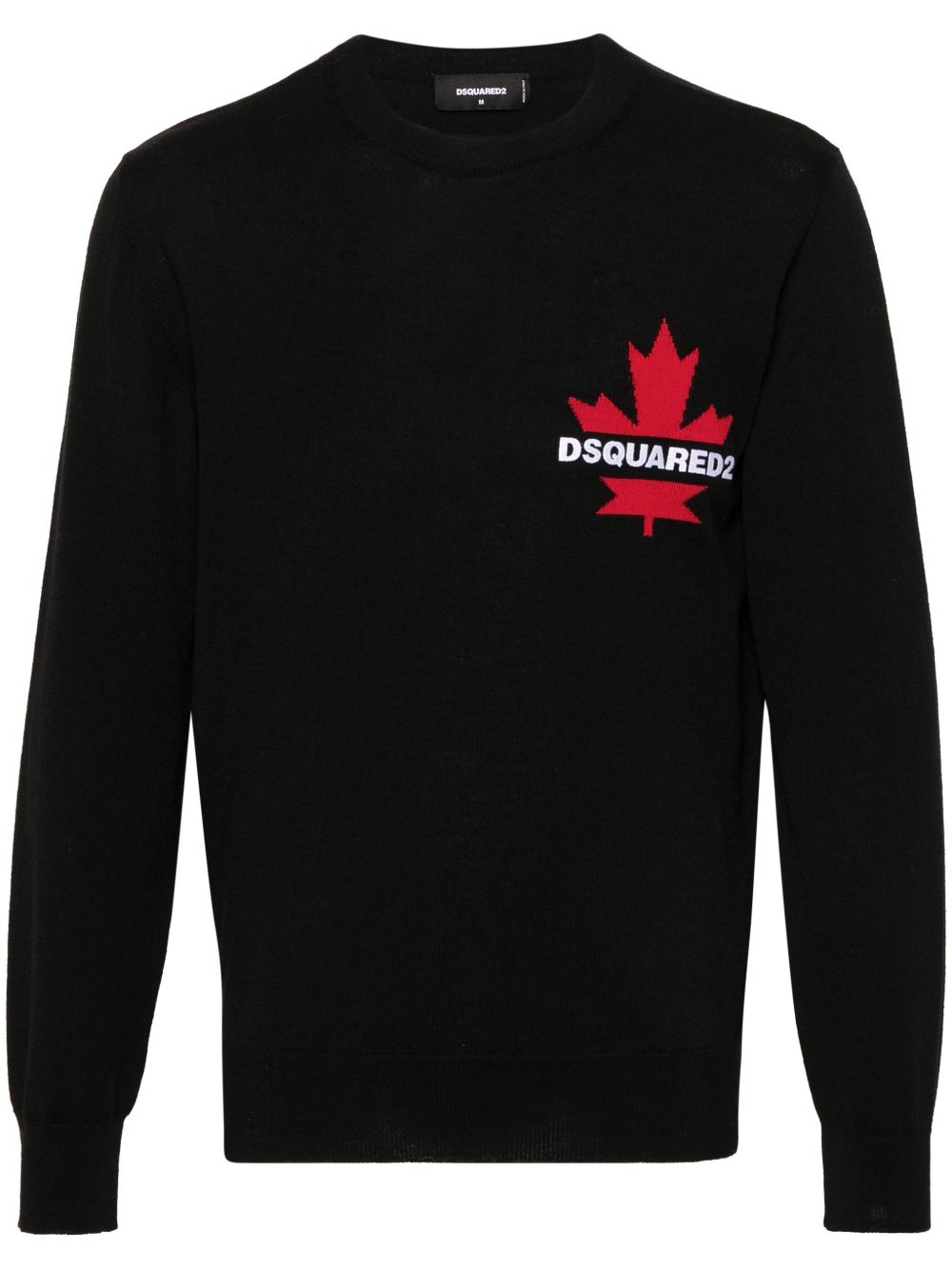 DSQUARED2 logo嵌花羊毛毛衣 - 黑色