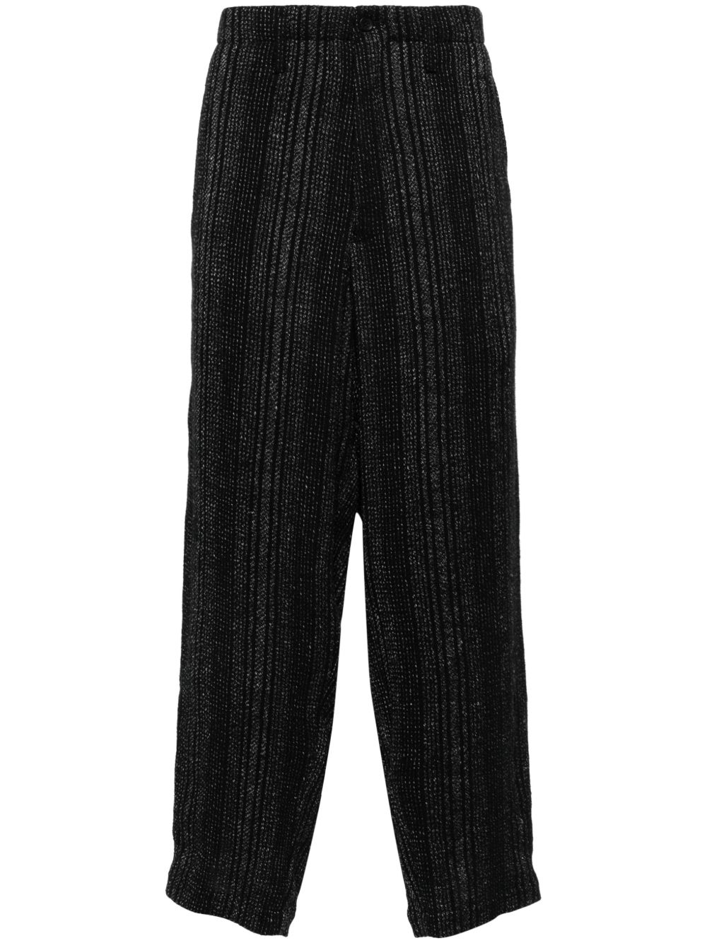 Yohji Yamamoto Z 条纹阔腿裤 - 黑色