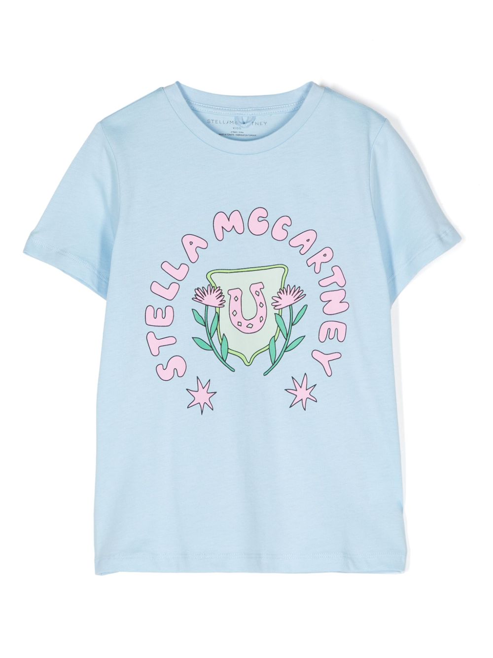 Stella McCartney Kids logo印花棉T恤 - 蓝色