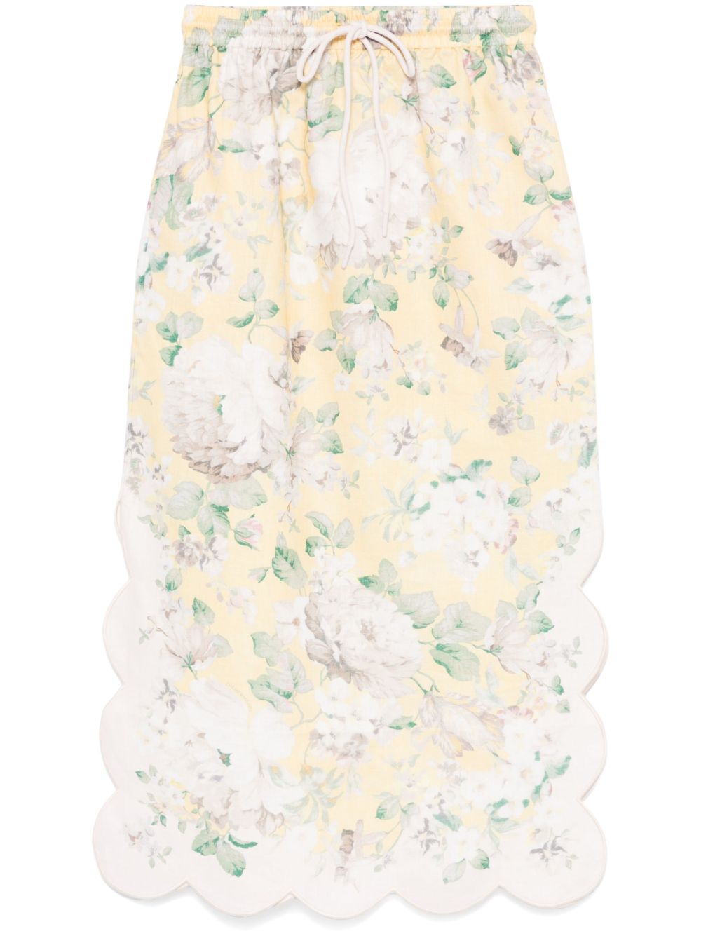 ZIMMERMANN Acacia 扇贝形边中长半身裙 - 中性色