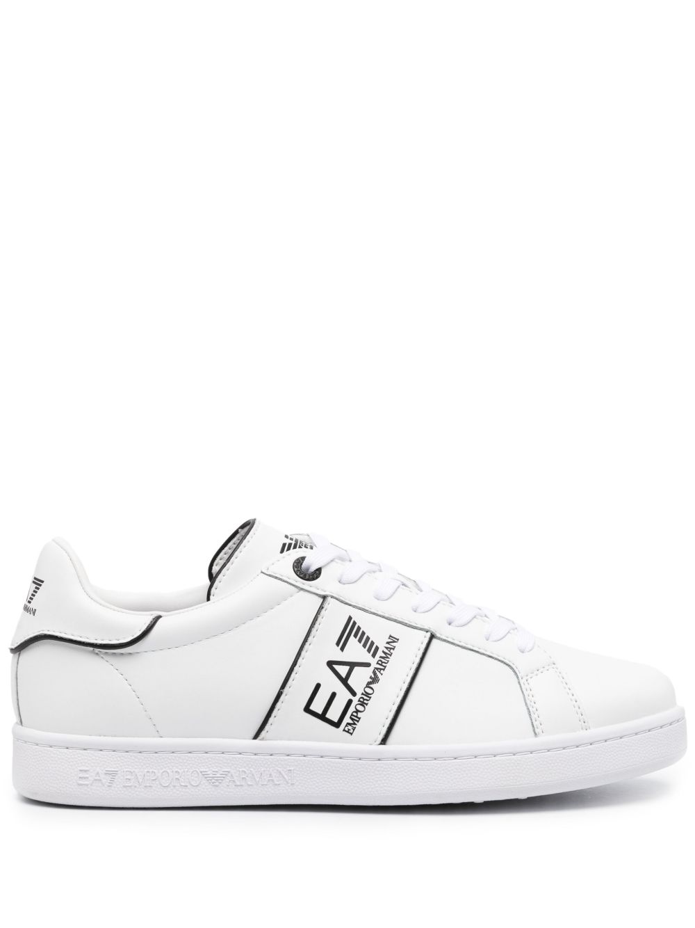Ea7 Emporio Armani logo印花皮质运动鞋 - 白色