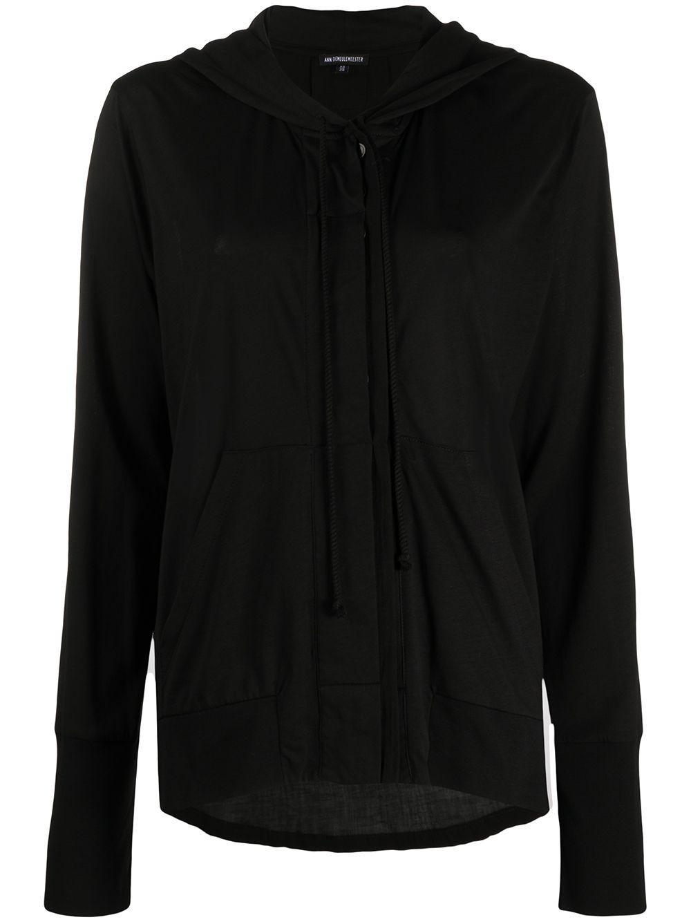 Ann Demeulemeester 垂坠密织连帽衫 - 黑色