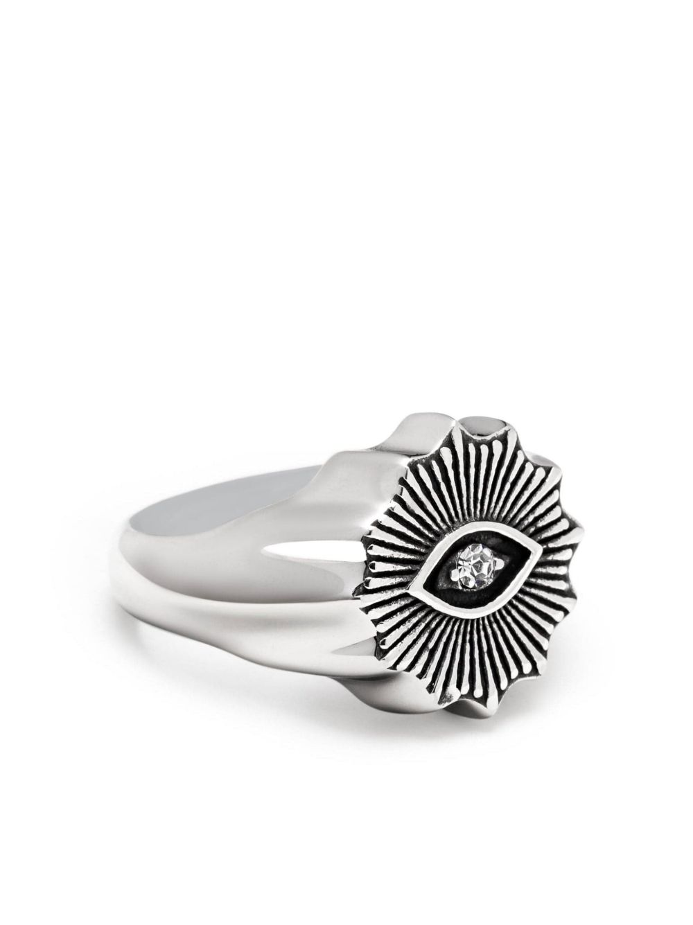 Nialaya Jewelry Evil Eye 晶饰戒指 - 银色