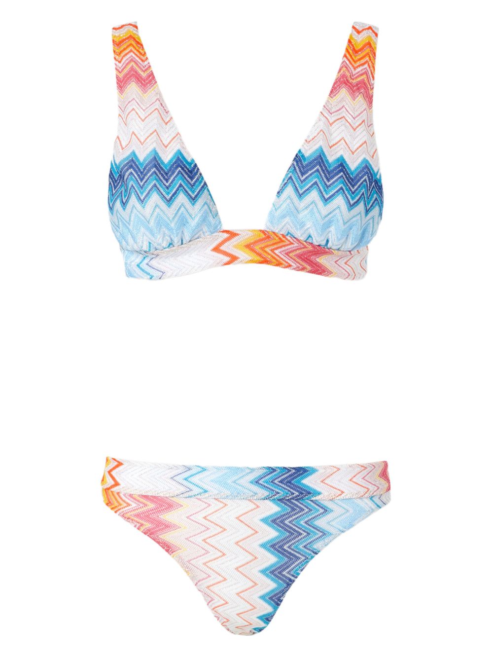 Missoni Z字形图案针织比基尼套装 - 白色