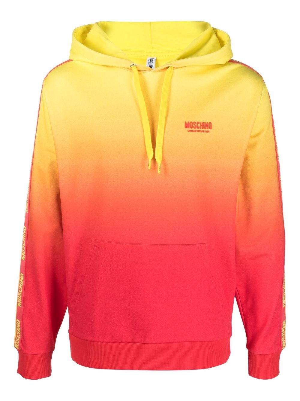 Moschino 渐色logo织带连帽衫 - 黄色