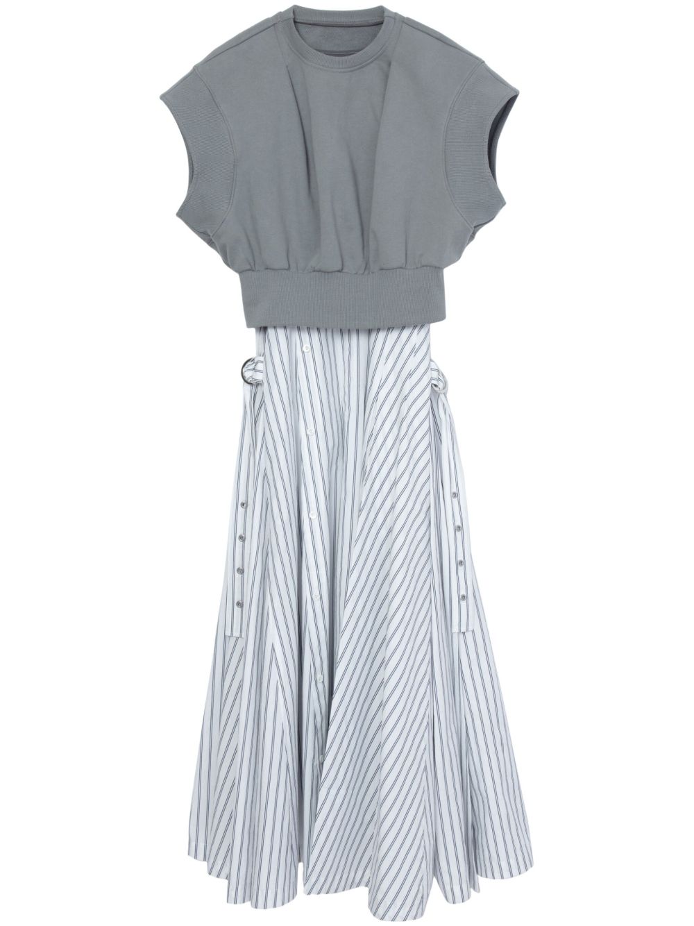 3.1 Phillip Lim 条纹棉连衣裙 - 白色