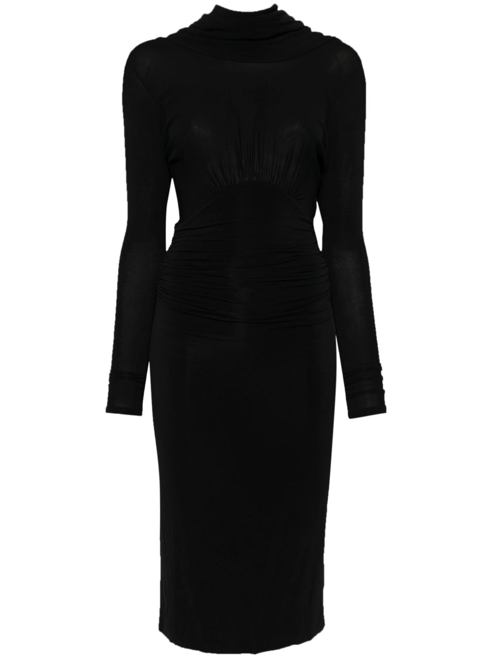 Saint Laurent 垂坠后背中长连衣裙 - 黑色