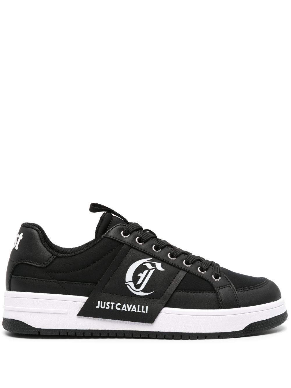Just Cavalli logo压纹拼接运动鞋 - 黑色