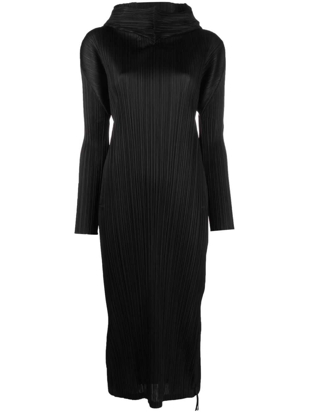 Pleats Please Issey Miyake 百褶高领连衣裙 - 黑色