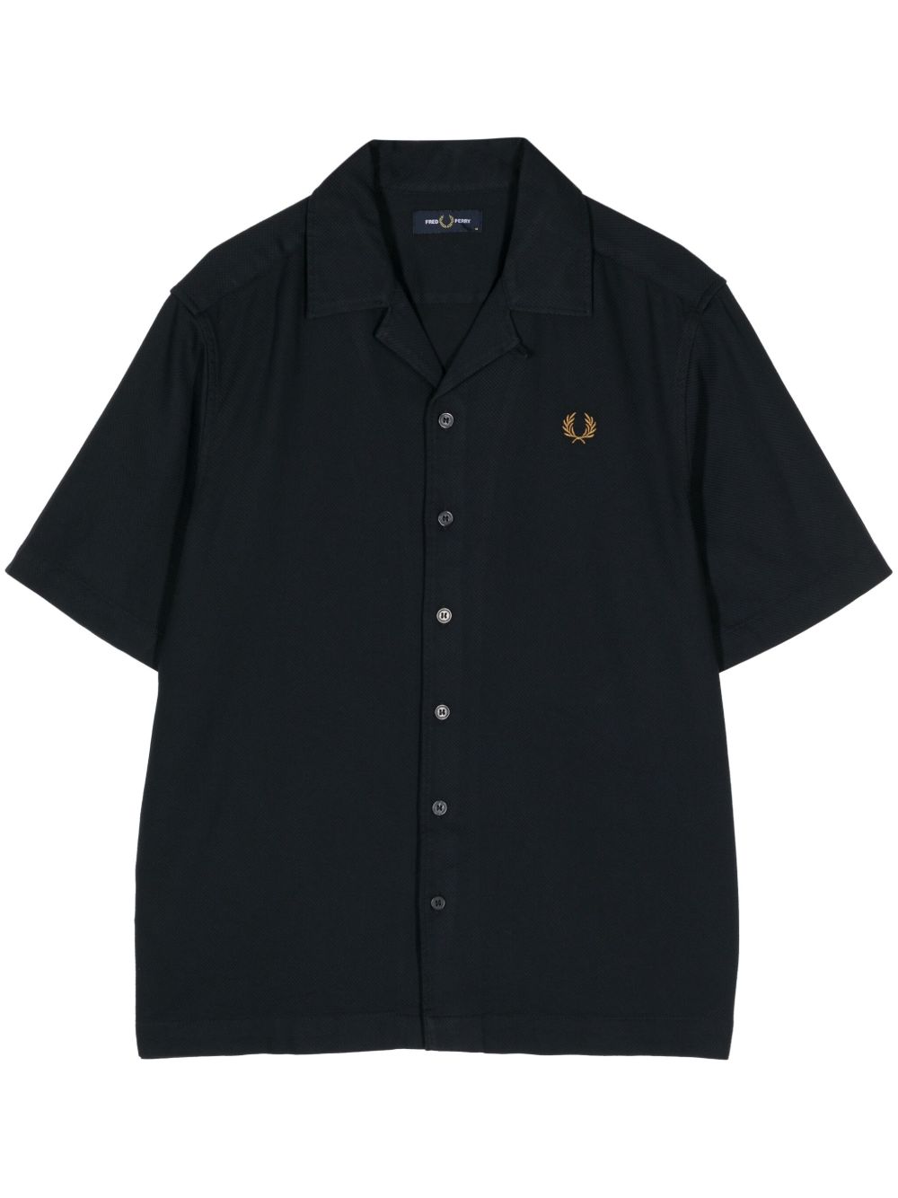 Fred Perry logo刺绣棉衬衫 - 蓝色
