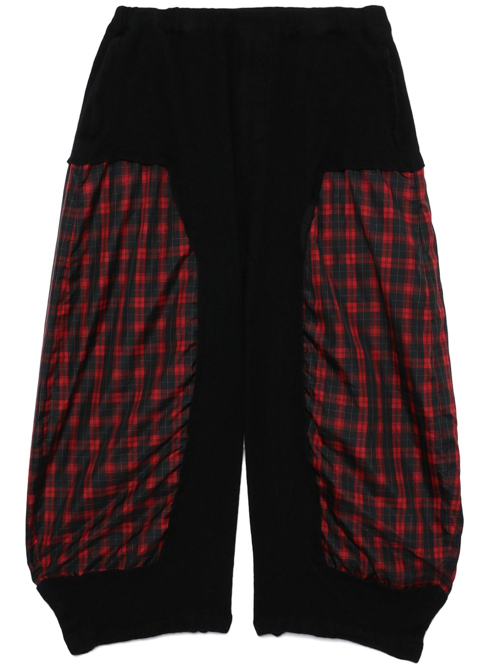 Black Comme Des Garçons 格纹拼接长裤 - 黑色
