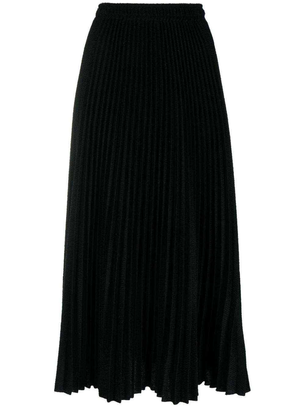 Ermanno Scervino 高腰褶饰中长半身裙 - 黑色