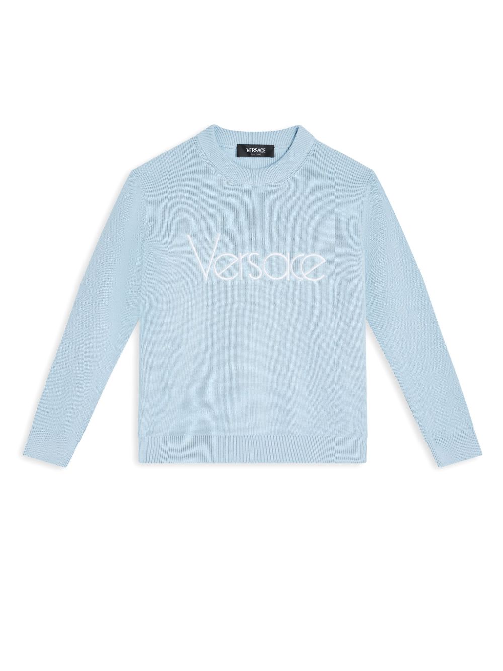 Versace Kids 1978 logo刺绣毛衣 - 蓝色