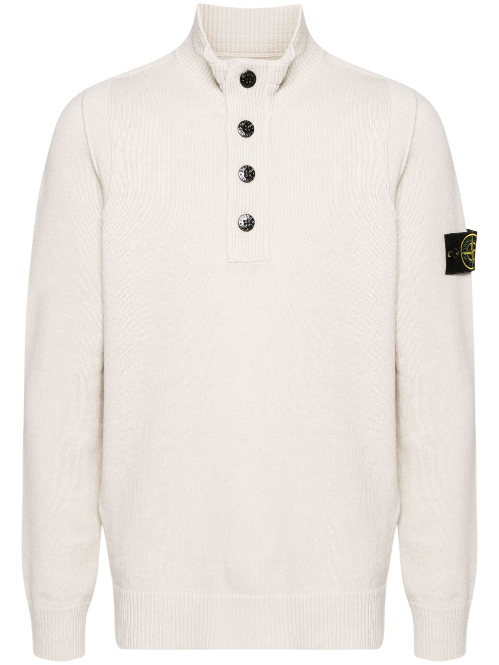 Stone Island 罗盘徽章羊毛混纺毛衣 - 白色