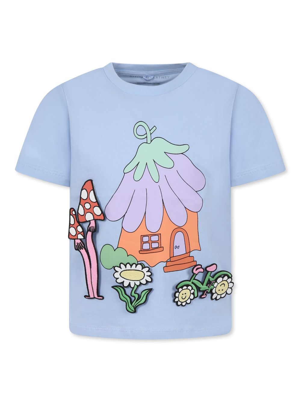 Stella McCartney Kids 插画风印花T恤 - 蓝色