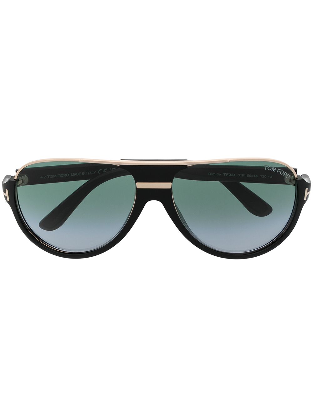 TOM FORD Eyewear 飞行员镜框太阳眼镜 - 黑色