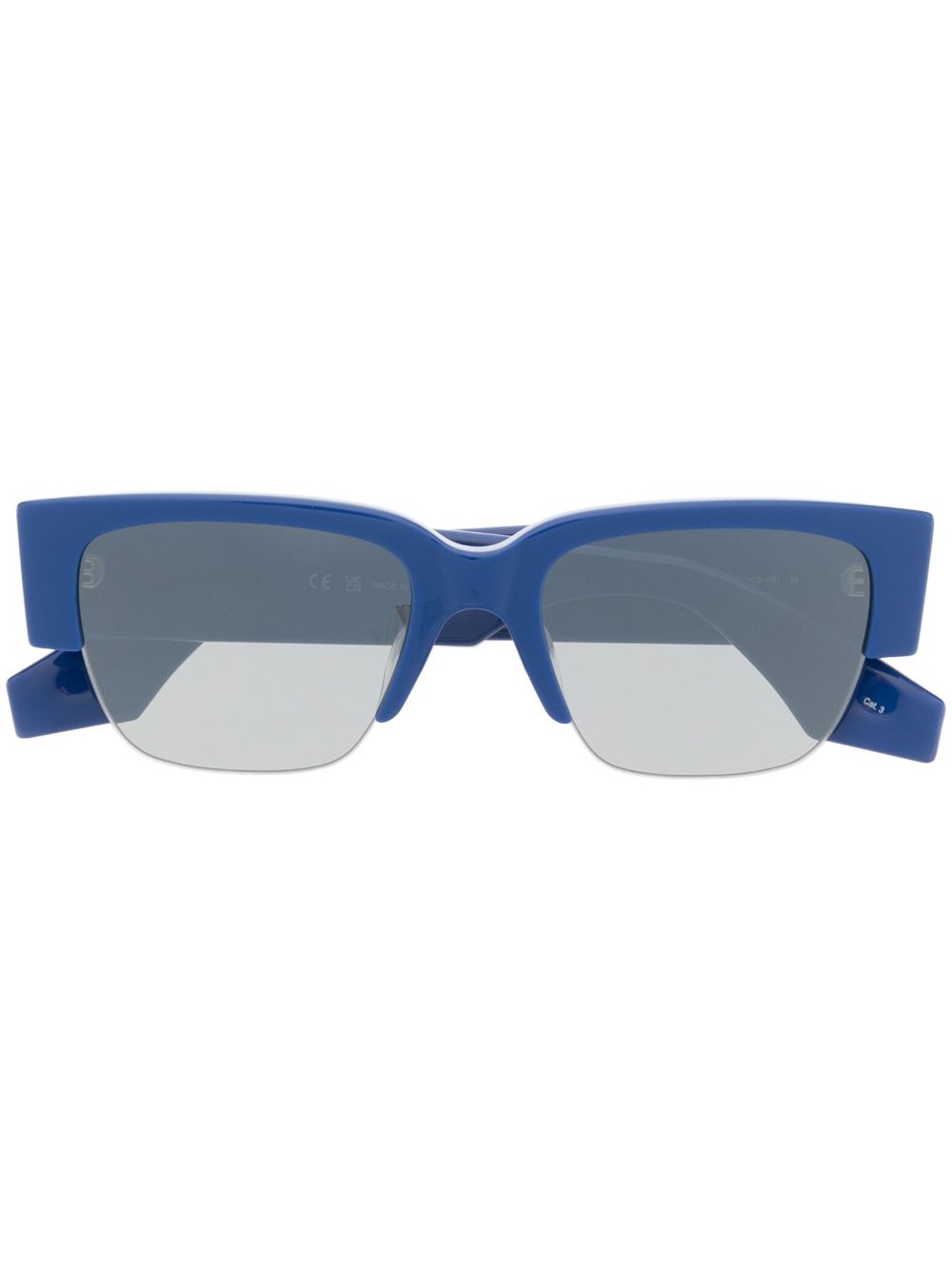 Alexander McQueen Eyewear logo印花镜脚太阳眼镜 - 蓝色