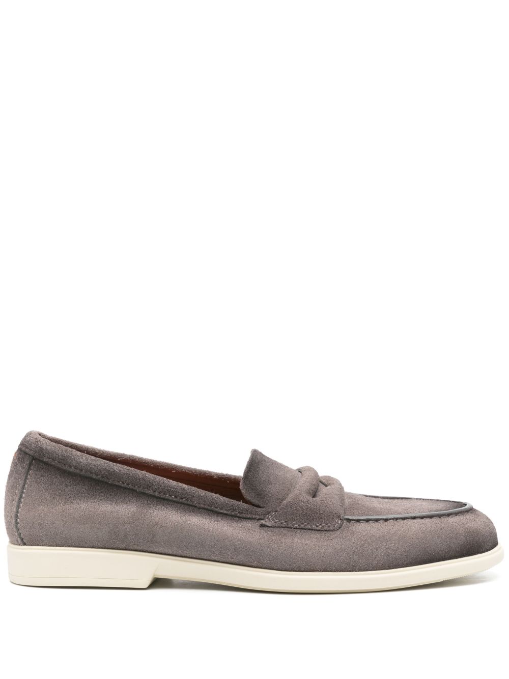 Santoni 仿旧绒面皮乐福鞋 - 灰色