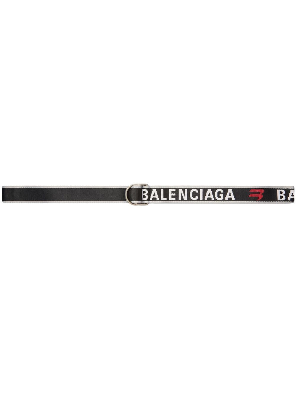 Balenciaga logo D字扣细腰带 - 灰色