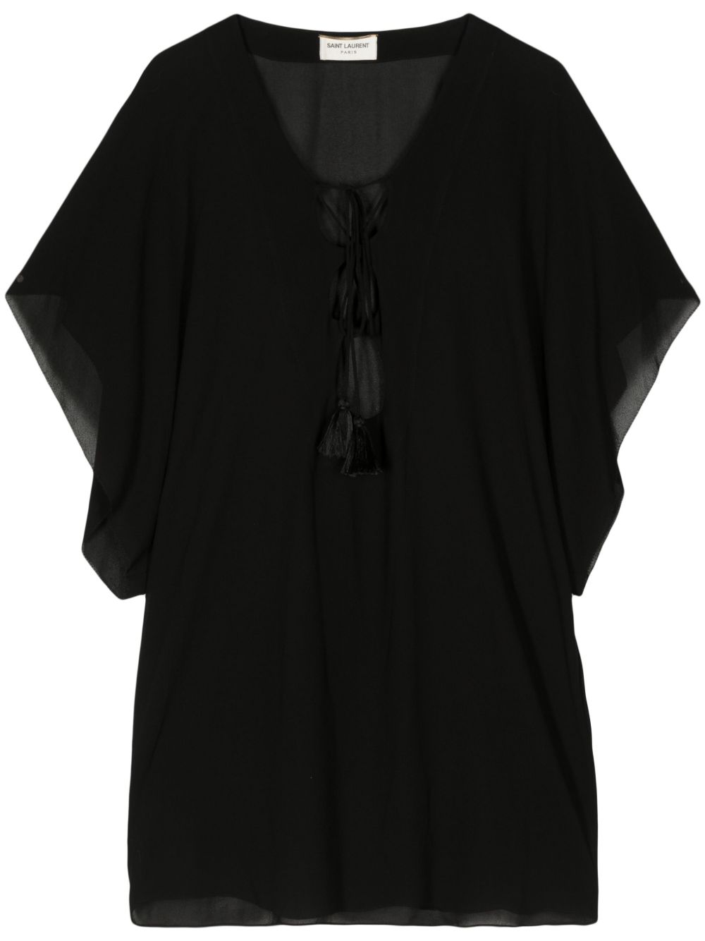 Saint Laurent Pre-Owned 系带半透明上衣 - 黑色