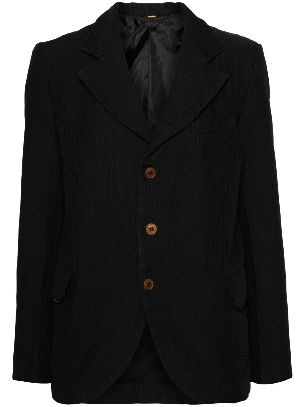 Comme Des Garçons 罗纹单排扣西装夹克 - 黑色